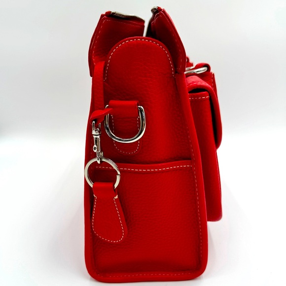 Dooney & Bourke red, pebbled leather double pocket tote. NWOT - Picture 7 of 12